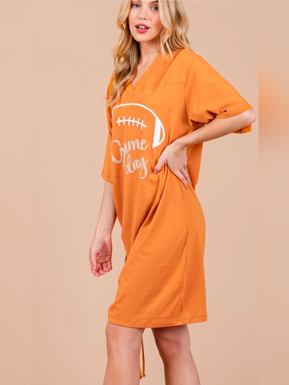 Orange 'Game Day' Football Graphic Tee Dress